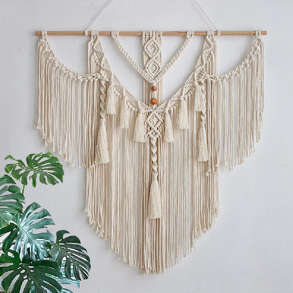 Tapisseries à Pompons en Corde de Coton Fait Main - Élégance Nordique 80x85 cm - IVOIRART.COM