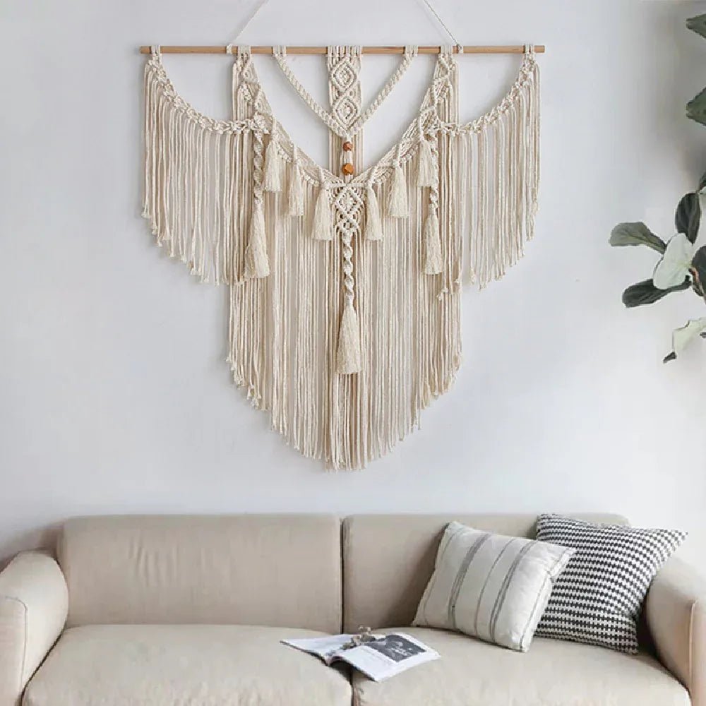 Tapisseries à Pompons en Corde de Coton Fait Main - Élégance Nordique 80x85 cm - IVOIRART.COM