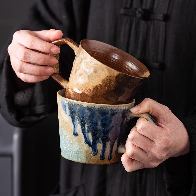 Tasse en porcelaine style japonais minimaliste, 350 ml, trois couleurs émaillée. - IVOIRART.COM
