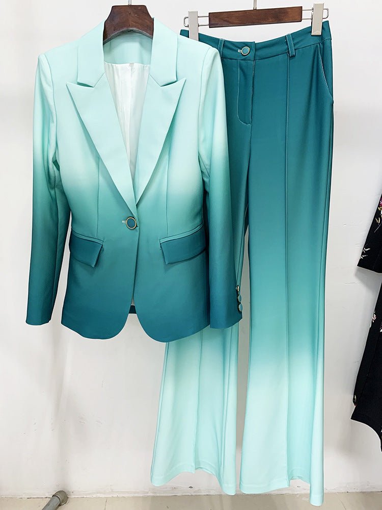 Temperament Gradient Color Slim Flared Pants Suit - IVOIRART.COM