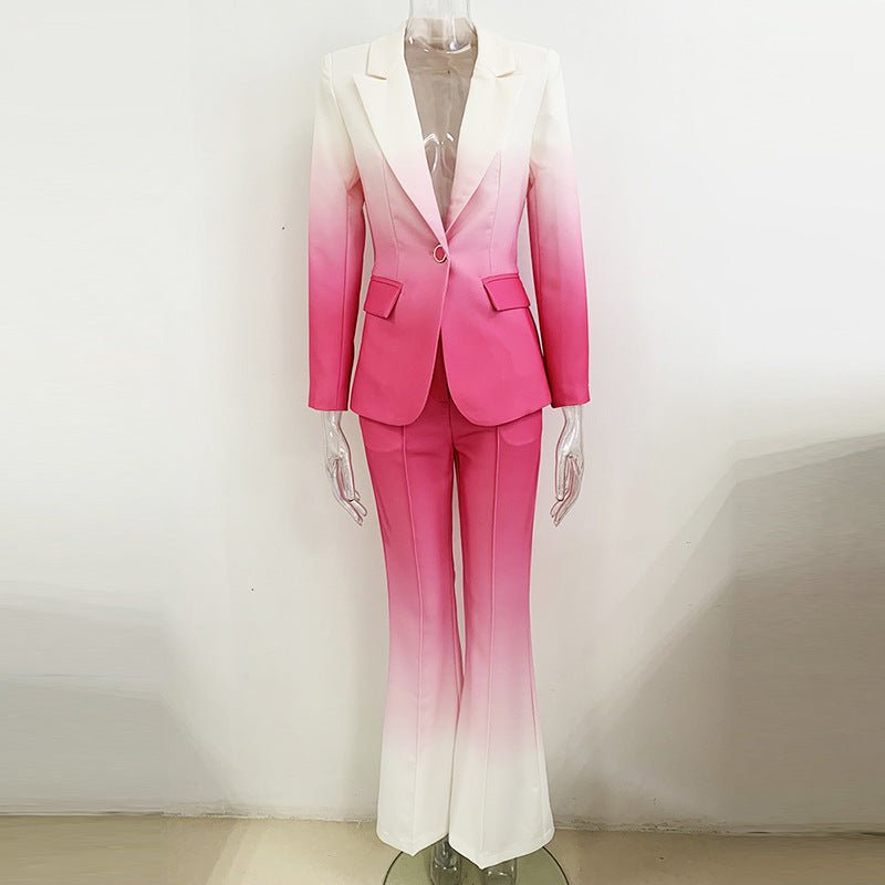 Temperament Gradient Color Slim Flared Pants Suit - IVOIRART.COM
