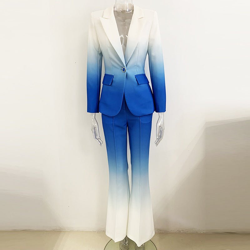 Temperament Gradient Color Slim Flared Pants Suit - IVOIRART.COM