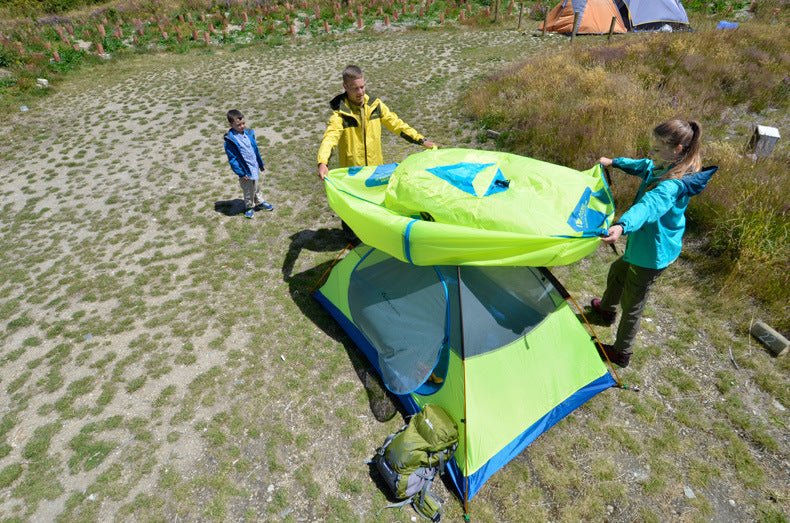 Tente double pour camping avec double poteau en aluminium - Installation extérieure - IVOIRART.COM