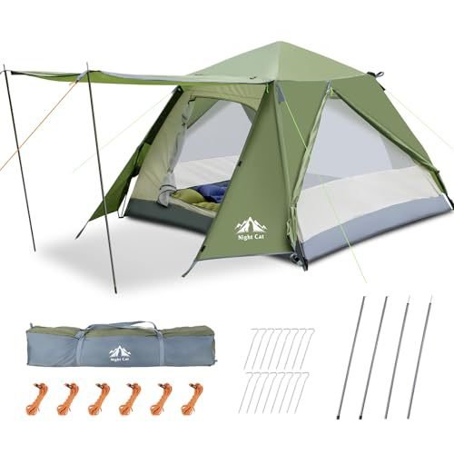 Tente familiale instantanée étanche camping petite maison pour 2 personnes verte - IVOIRART.COM
