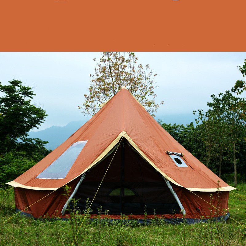 Tente Yourte Outdoor Camping Pyramide avec Cheminée Protection Solaire 4-5m - IVOIRART.COM