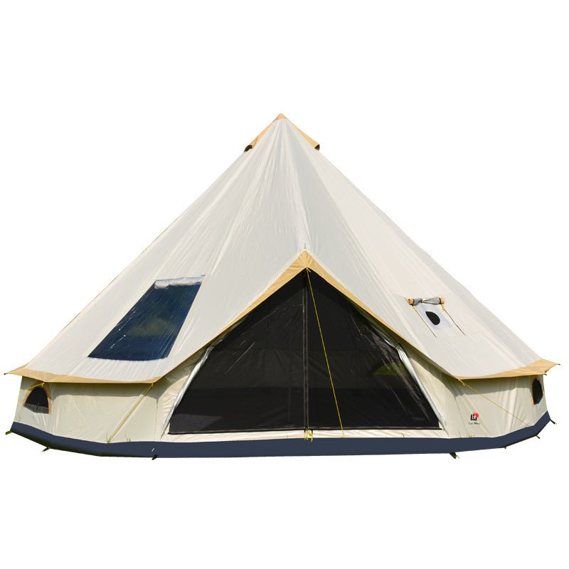 Tente Yourte Outdoor Camping Pyramide avec Cheminée Protection Solaire 4-5m - IVOIRART.COM