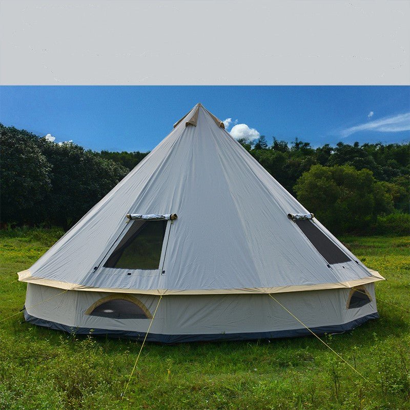 Tente Yourte Outdoor Camping Pyramide avec Cheminée Protection Solaire 4-5m - IVOIRART.COM