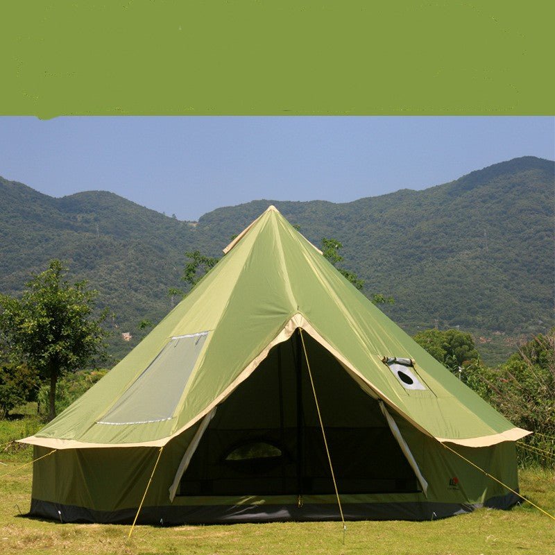 Tente Yourte Outdoor Camping Pyramide avec Cheminée Protection Solaire 4-5m - IVOIRART.COM