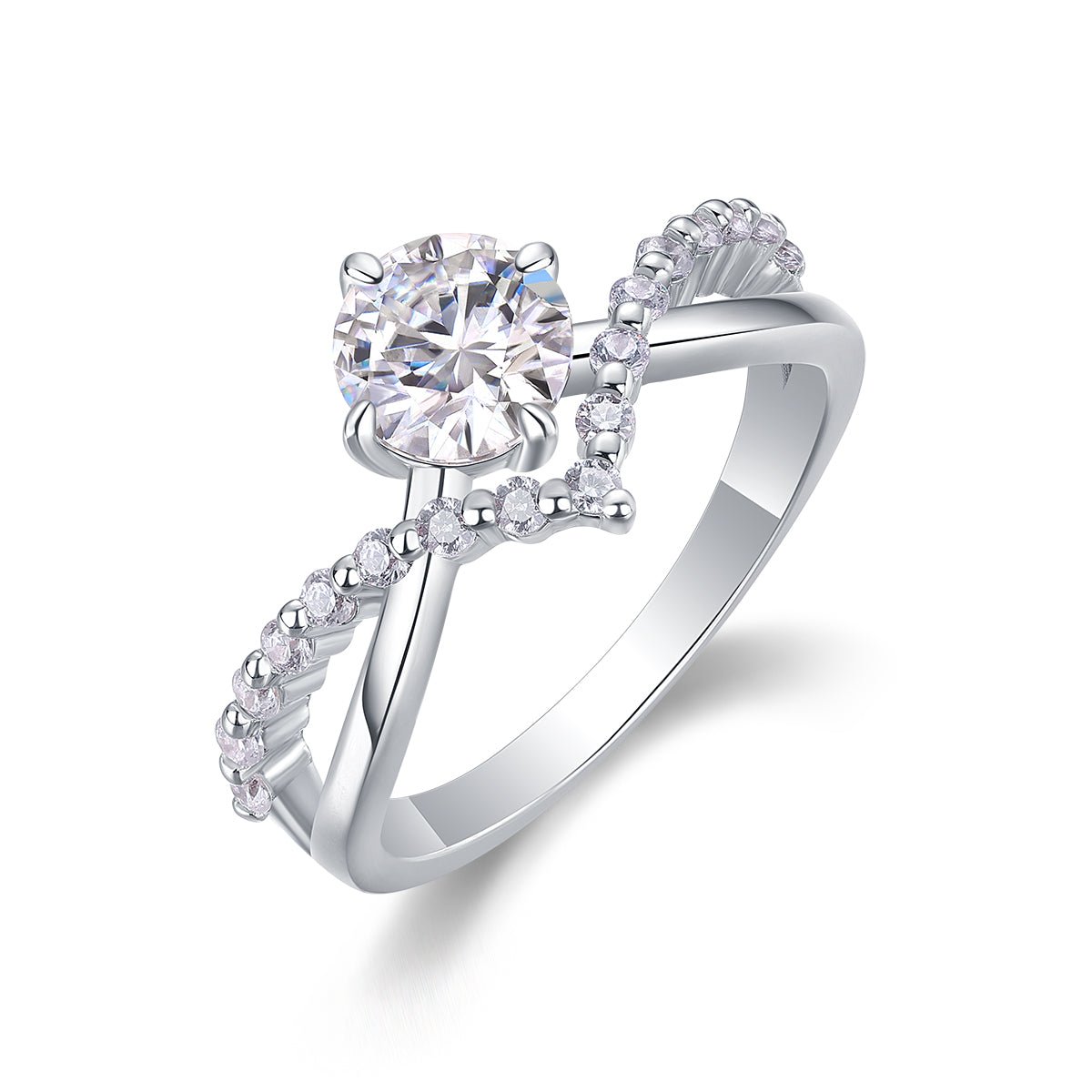 The Crown Of Love - Set With 1-carat Top-quality Moissanite S925 Silver And Platinum-plated Diamond Wedding Ring. The Ring Can Be Inspected With A Diamond Pen - IVOIRART.COM