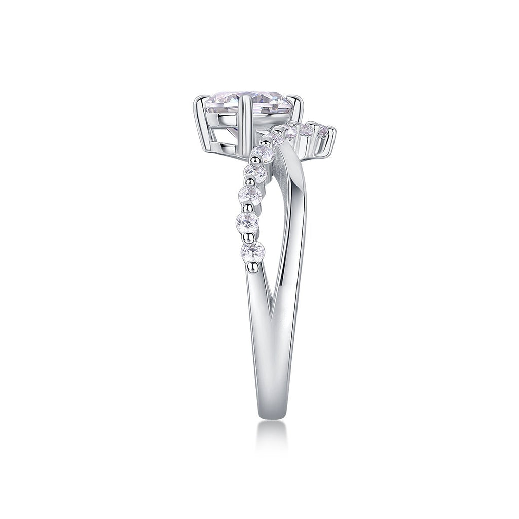 The Crown Of Love - Set With 1-carat Top-quality Moissanite S925 Silver And Platinum-plated Diamond Wedding Ring. The Ring Can Be Inspected With A Diamond Pen - IVOIRART.COM