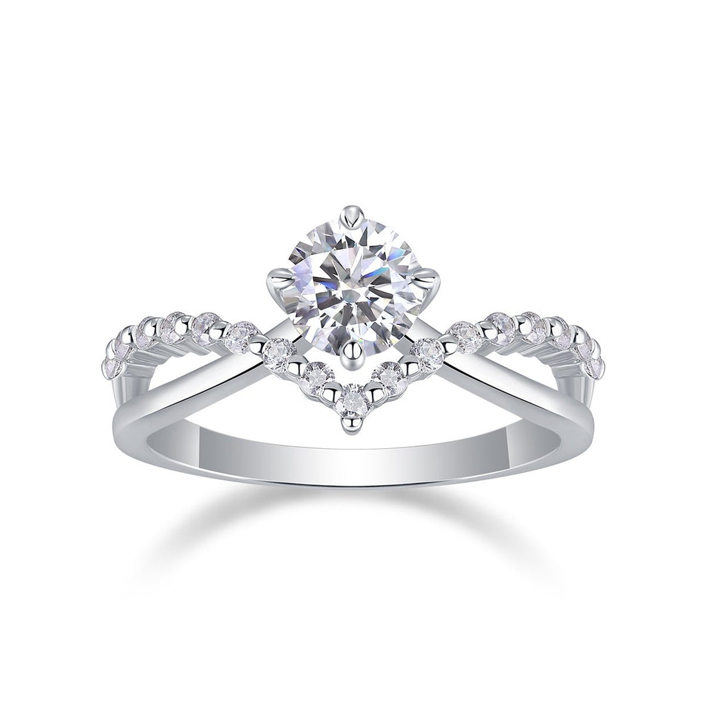 The Crown Of Love - Set With 1-carat Top-quality Moissanite S925 Silver And Platinum-plated Diamond Wedding Ring. The Ring Can Be Inspected With A Diamond Pen - IVOIRART.COM