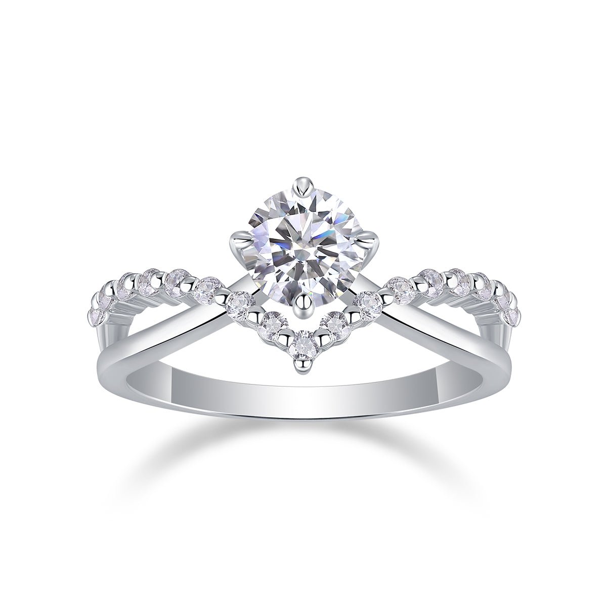 The Crown Of Love - Set With 1-carat Top-quality Moissanite S925 Silver And Platinum-plated Diamond Wedding Ring. The Ring Can Be Inspected With A Diamond Pen - IVOIRART.COM