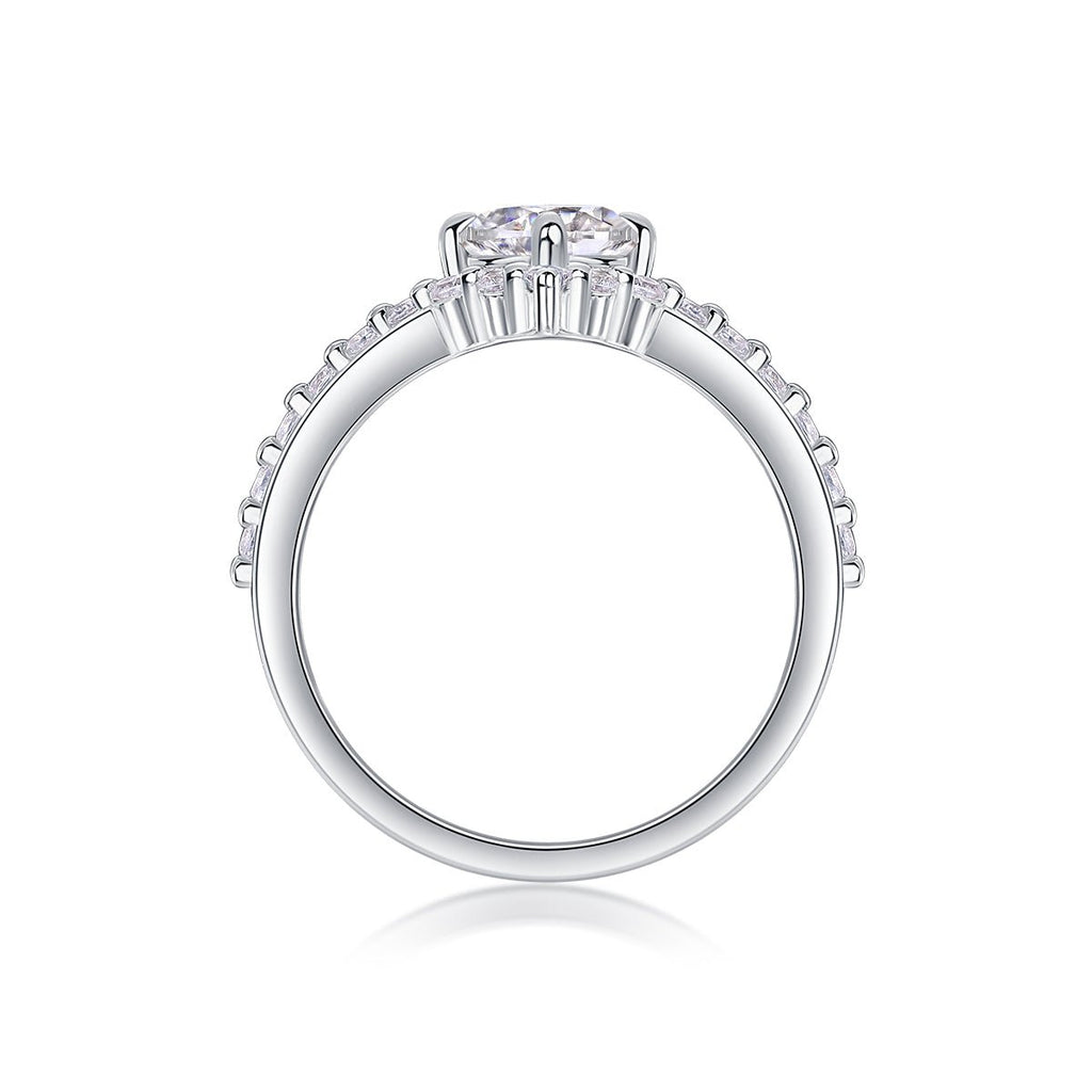The Crown Of Love - Set With 1-carat Top-quality Moissanite S925 Silver And Platinum-plated Diamond Wedding Ring. The Ring Can Be Inspected With A Diamond Pen - IVOIRART.COM