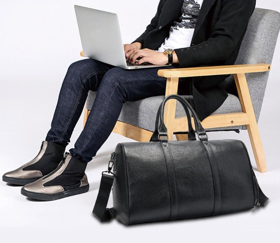 The first layer of leather leisure portable travel bag luggage bag with independent shoes single shoulder diagonal package - IVOIRART.COM
