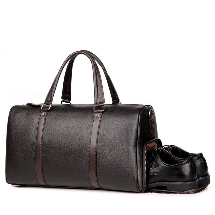 The first layer of leather leisure portable travel bag luggage bag with independent shoes single shoulder diagonal package - IVOIRART.COM