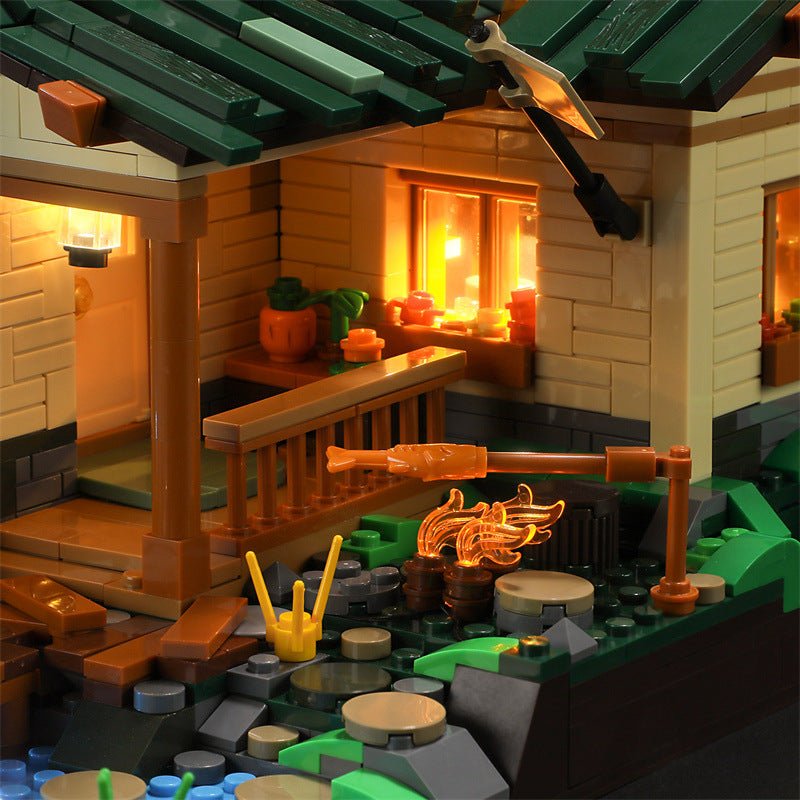 The Lakeside Hut Is Equipped With LED Lighting Puzzle Assembly Building Block Lighting Toys - IVOIRART.COM