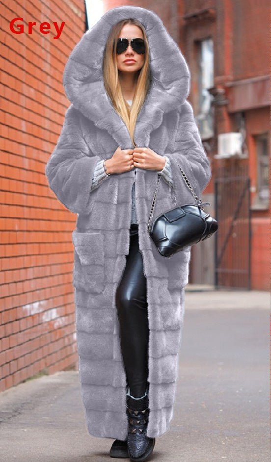 Thickened Faux Fur Hooded Cotton Jacket - IVOIRART.COM