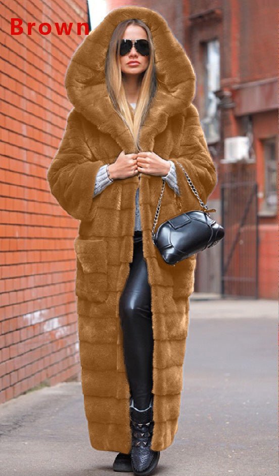 Thickened Faux Fur Hooded Cotton Jacket - IVOIRART.COM