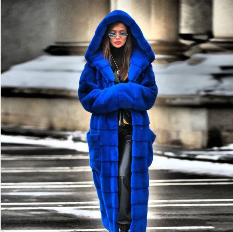 Thickened Faux Fur Hooded Cotton Jacket - IVOIRART.COM