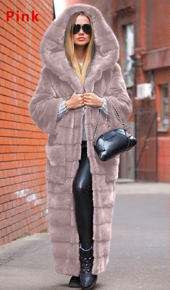 Thickened Faux Fur Hooded Cotton Jacket - IVOIRART.COM