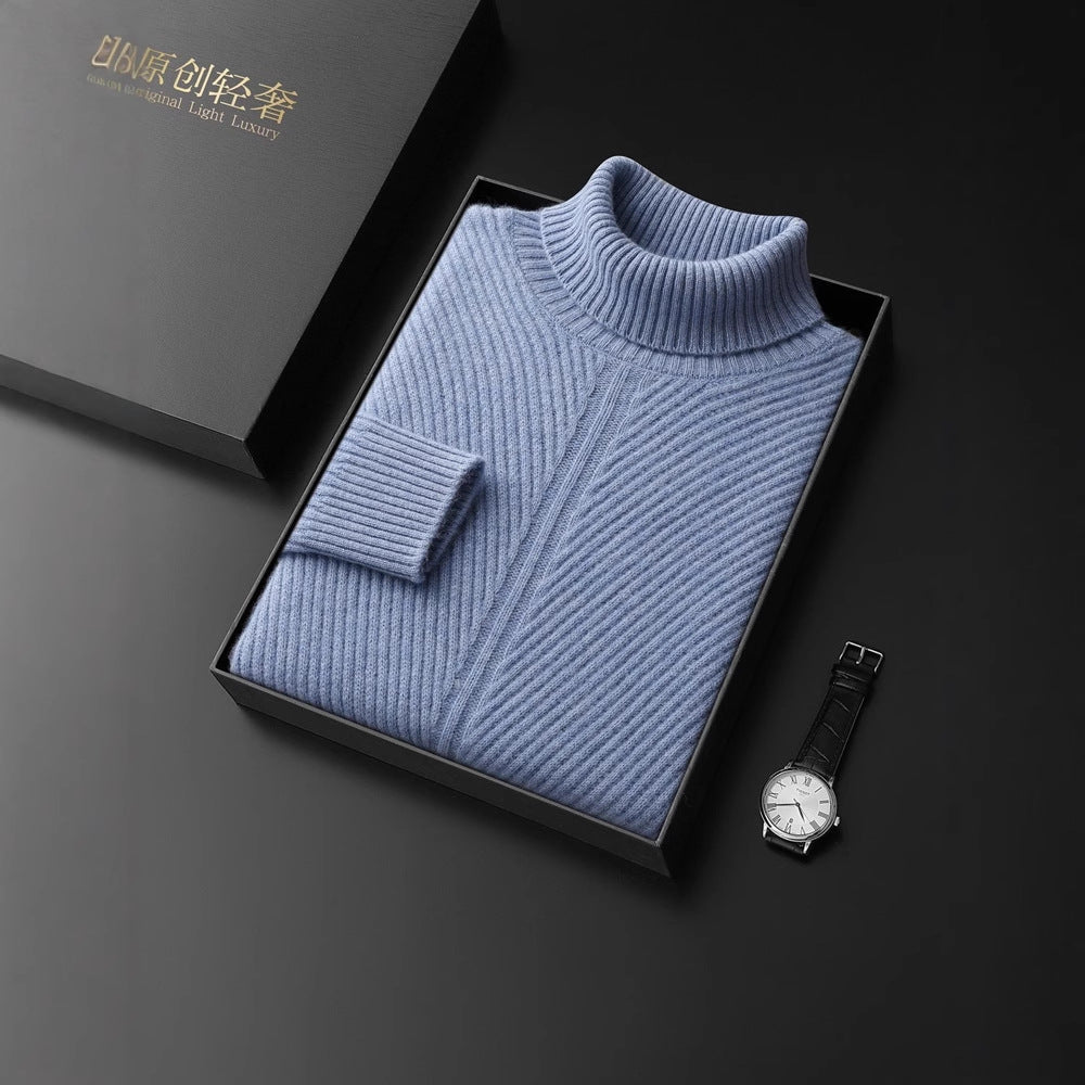 Thickened Turn-Down Collar Thermal Crewneck Cashmere Base Layer Sweater Plus-Size Knitted Pullover - IVOIRART.COM