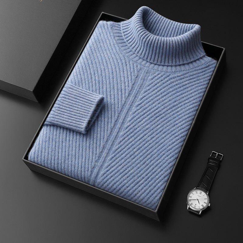 Thickened Turn-Down Collar Thermal Crewneck Cashmere Base Layer Sweater Plus-Size Knitted Pullover - IVOIRART.COM