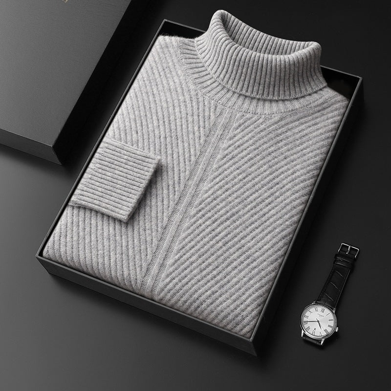 Thickened Turn-Down Collar Thermal Crewneck Cashmere Base Layer Sweater Plus-Size Knitted Pullover - IVOIRART.COM