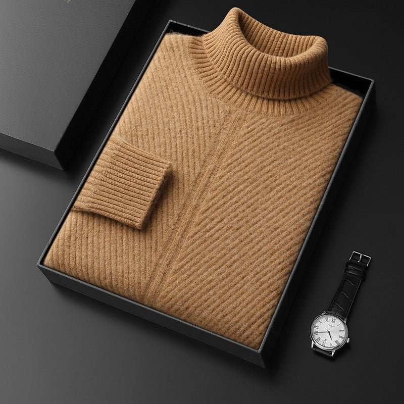 Thickened Turn-Down Collar Thermal Crewneck Cashmere Base Layer Sweater Plus-Size Knitted Pullover - IVOIRART.COM