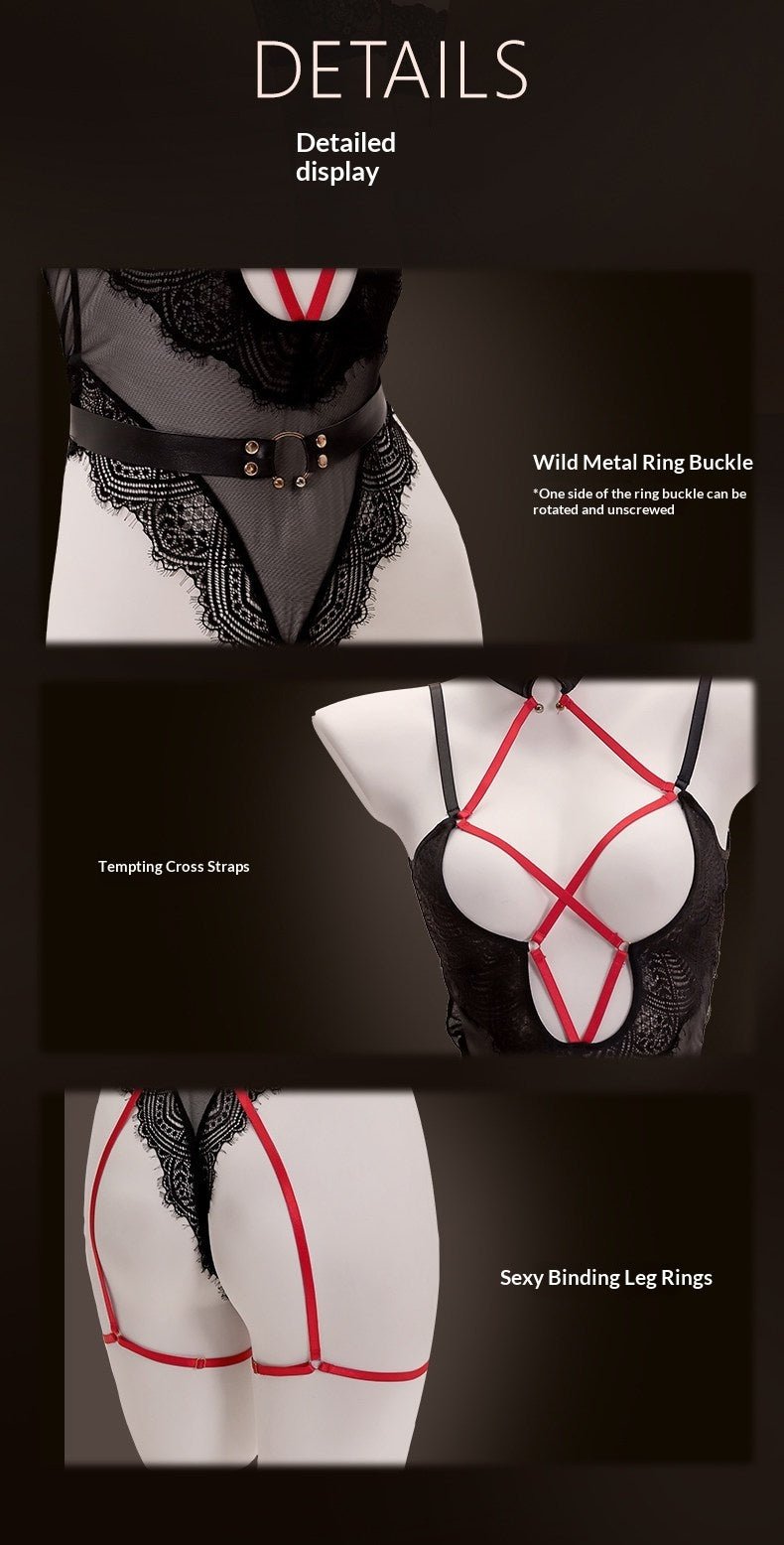 Thorned Rose Red-and-Black Color-Block Bandage Jumpsuit - IVOIRART.COM