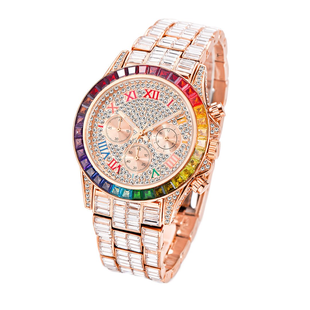 Three Eyes Rainbow Diamond Quartz Watch - IVOIRART.COM