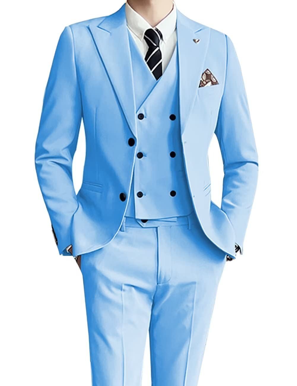Three-piece Men's Suit Slim Fit Suit - IVOIRART.COM