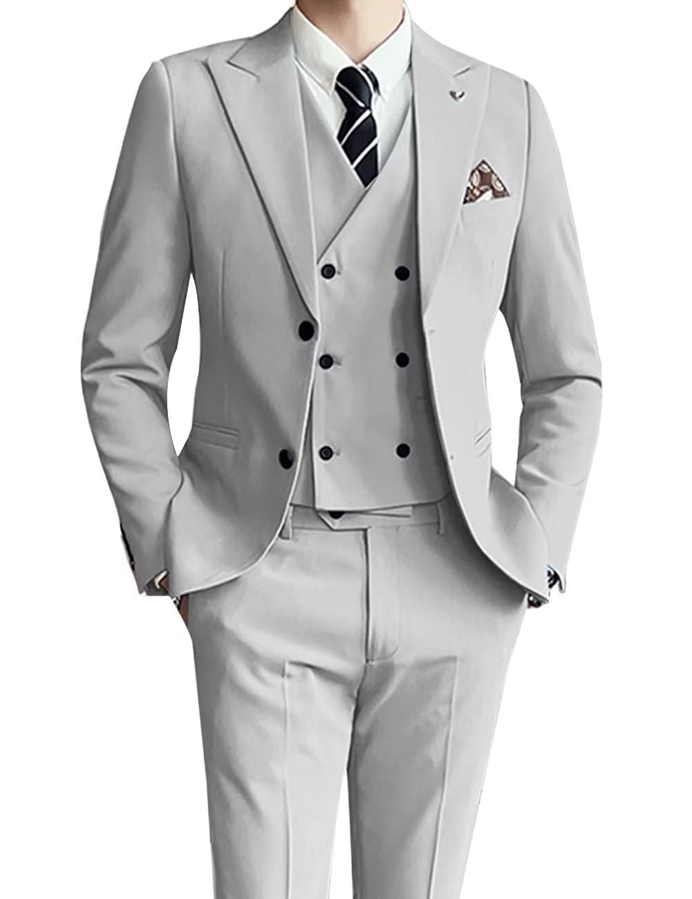 Three-piece Men's Suit Slim Fit Suit - IVOIRART.COM