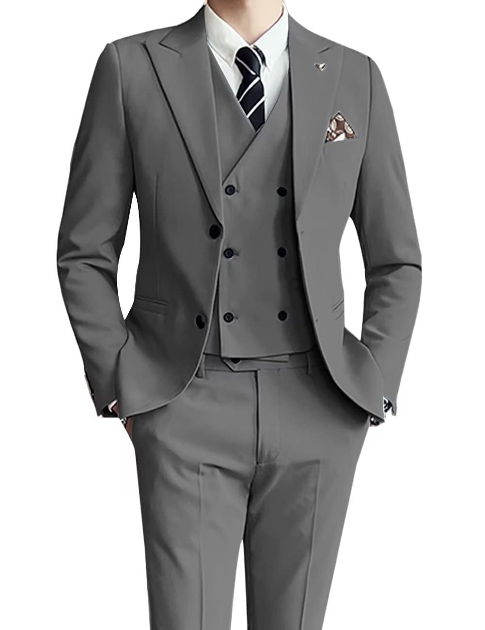 Three-piece Men's Suit Slim Fit Suit - IVOIRART.COM