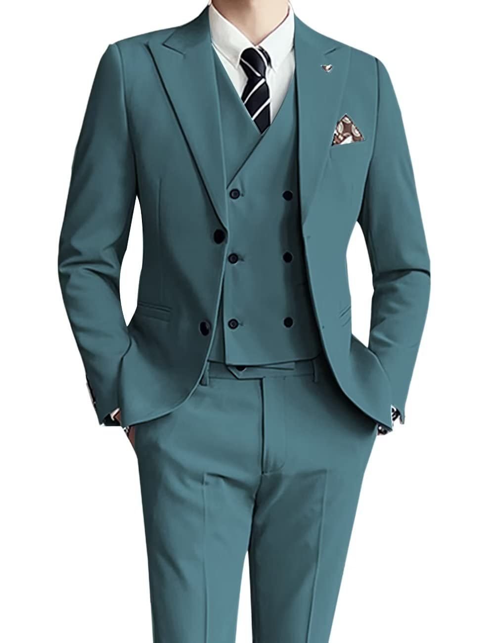 Three-piece Men's Suit Slim Fit Suit - IVOIRART.COM