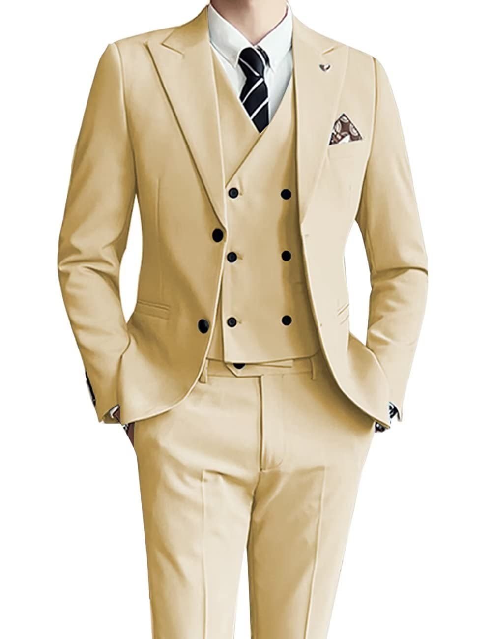Three-piece Men's Suit Slim Fit Suit - IVOIRART.COM