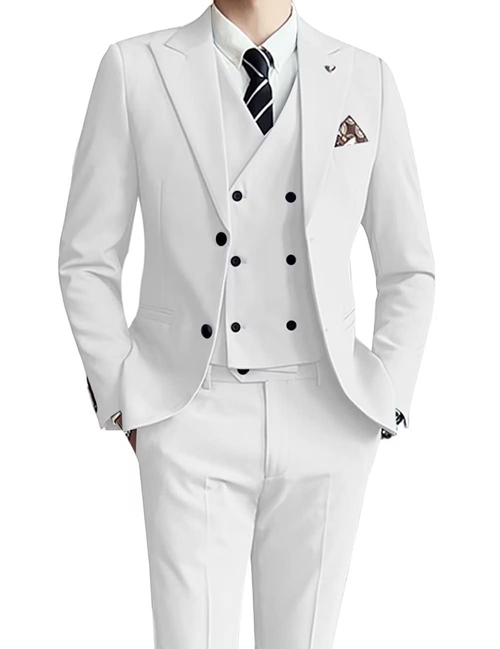 Three-piece Men's Suit Slim Fit Suit - IVOIRART.COM