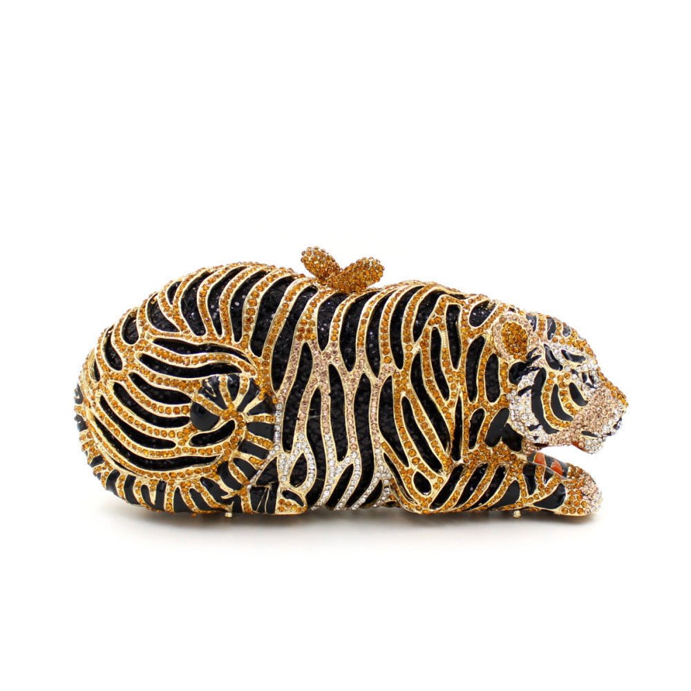 Tiger Rhinestone Metal Crystal Evening Bag - IVOIRART.COM