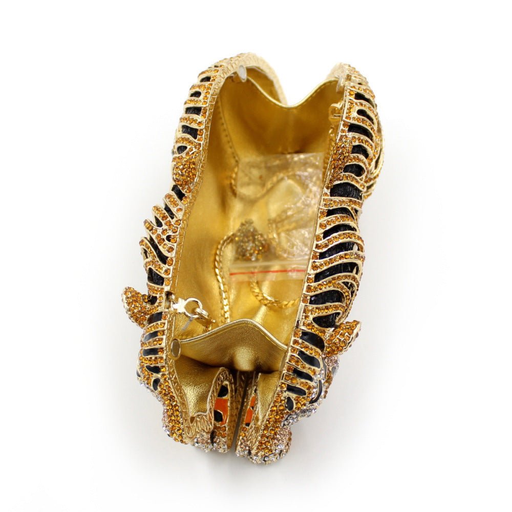 Tiger Rhinestone Metal Crystal Evening Bag - IVOIRART.COM