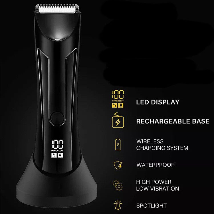 Tondeuse Rasoir Étanche pour Poils Jambes Corps avec Écran LCD et USB - IVOIRART.COM