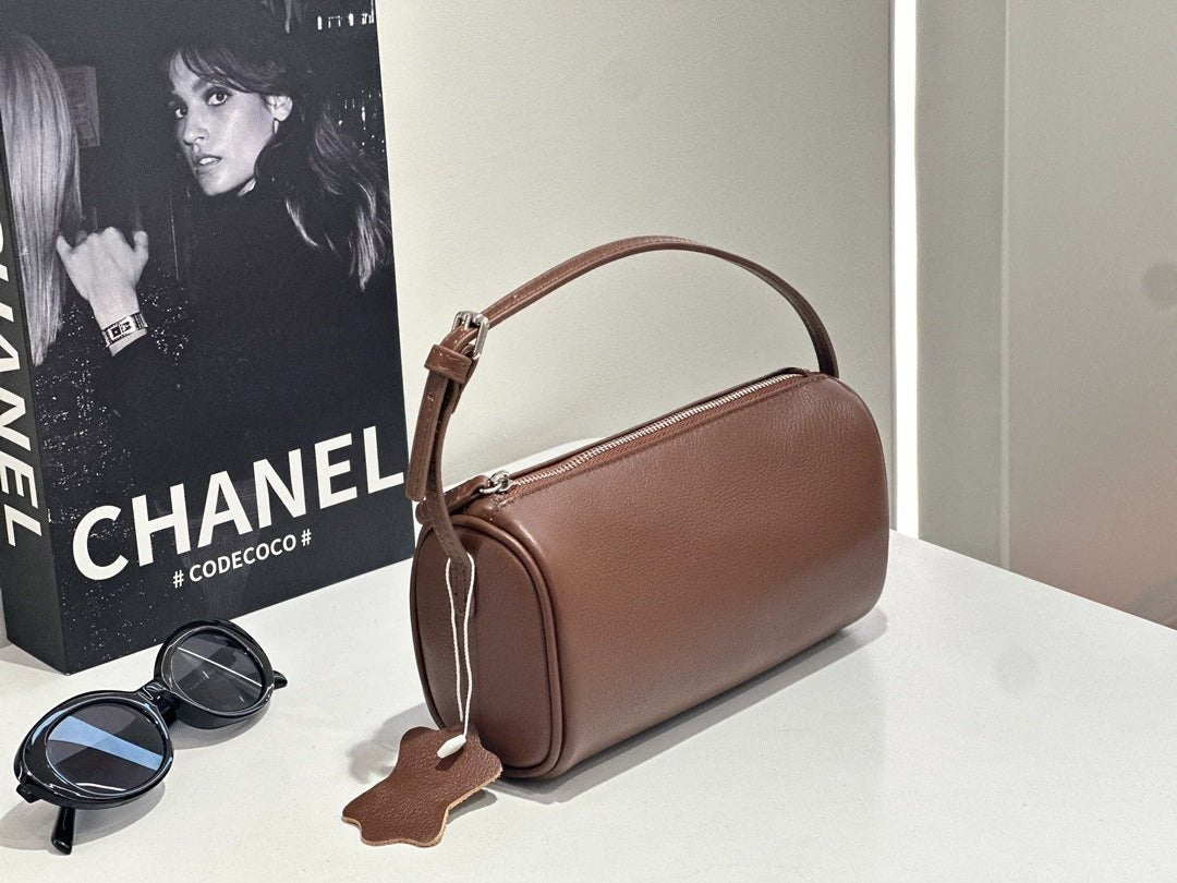 Top-Grain Cowhide Cylinder Shoulder Bag — Customizable Pen Holder for Women 2025 - IVOIRART.COM