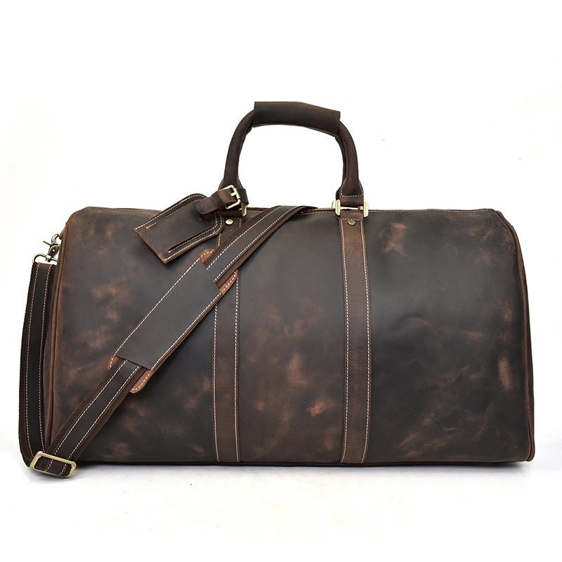 Top Layer Cowhide One-Shoulder Messenger Duffel Bag - IVOIRART.COM