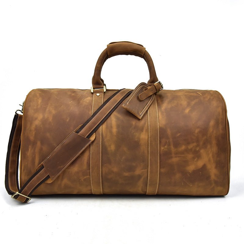 Top Layer Cowhide One-Shoulder Messenger Duffel Bag - IVOIRART.COM