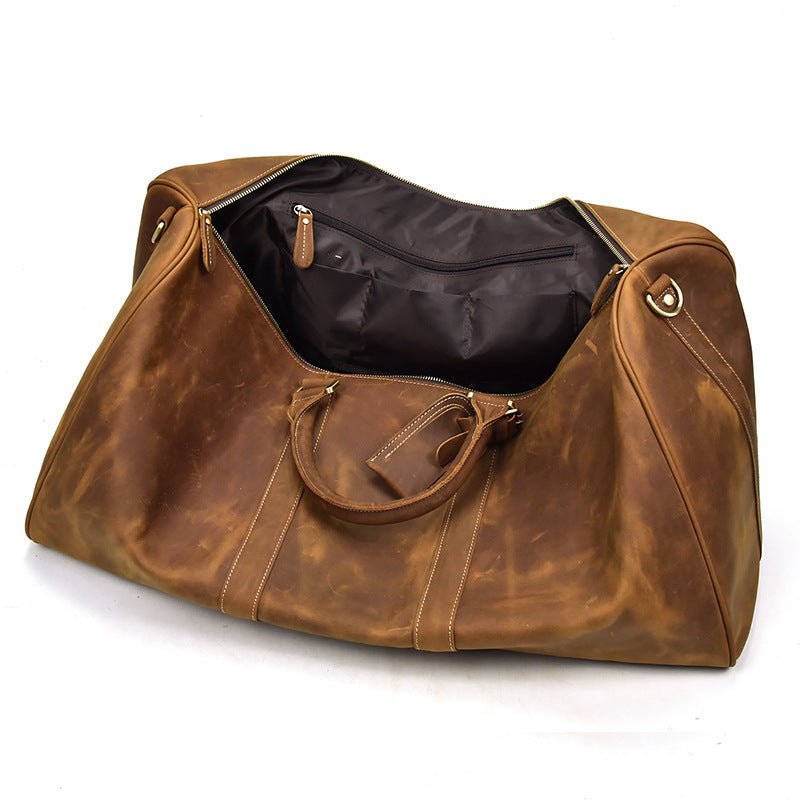 Top Layer Cowhide One-Shoulder Messenger Duffel Bag - IVOIRART.COM