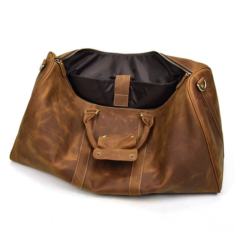 Top Layer Cowhide One-Shoulder Messenger Duffel Bag - IVOIRART.COM