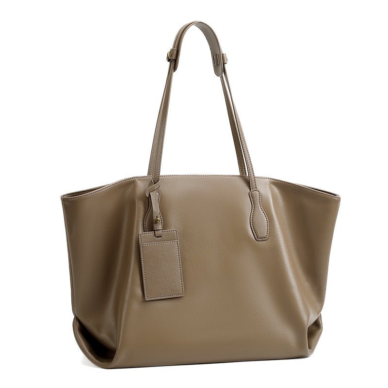 Top-layer Vegetable-tanned Leather Niche Large-capacity Tote Bag - IVOIRART.COM