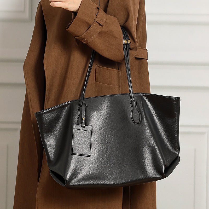 Top-layer Vegetable-tanned Leather Niche Large-capacity Tote Bag - IVOIRART.COM