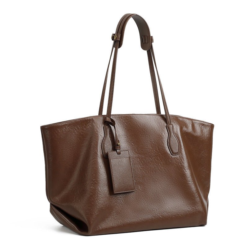 Top-layer Vegetable-tanned Leather Niche Large-capacity Tote Bag - IVOIRART.COM