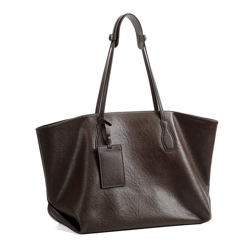 Top-layer Vegetable-tanned Leather Niche Large-capacity Tote Bag - IVOIRART.COM