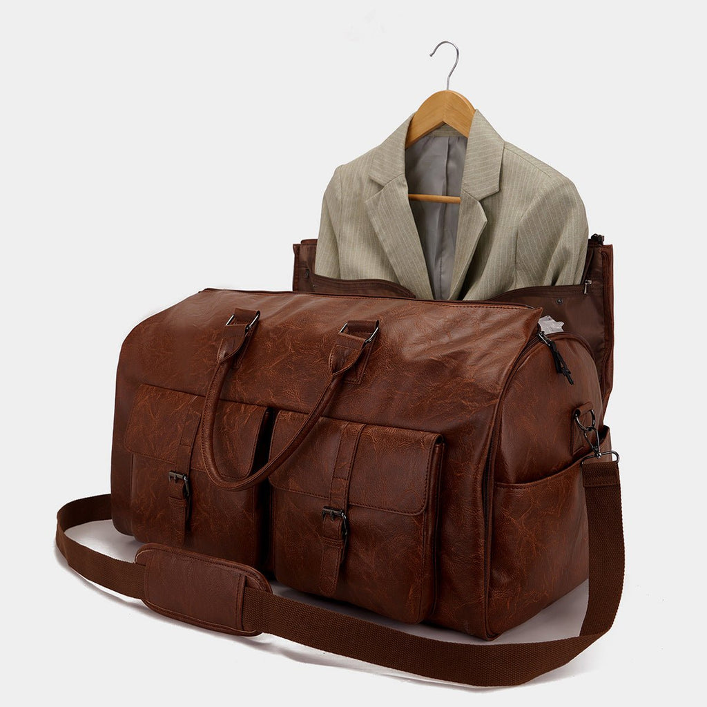 Travel Convenient Portable Garment Bag PU Leather Luggage Bag - IVOIRART.COM