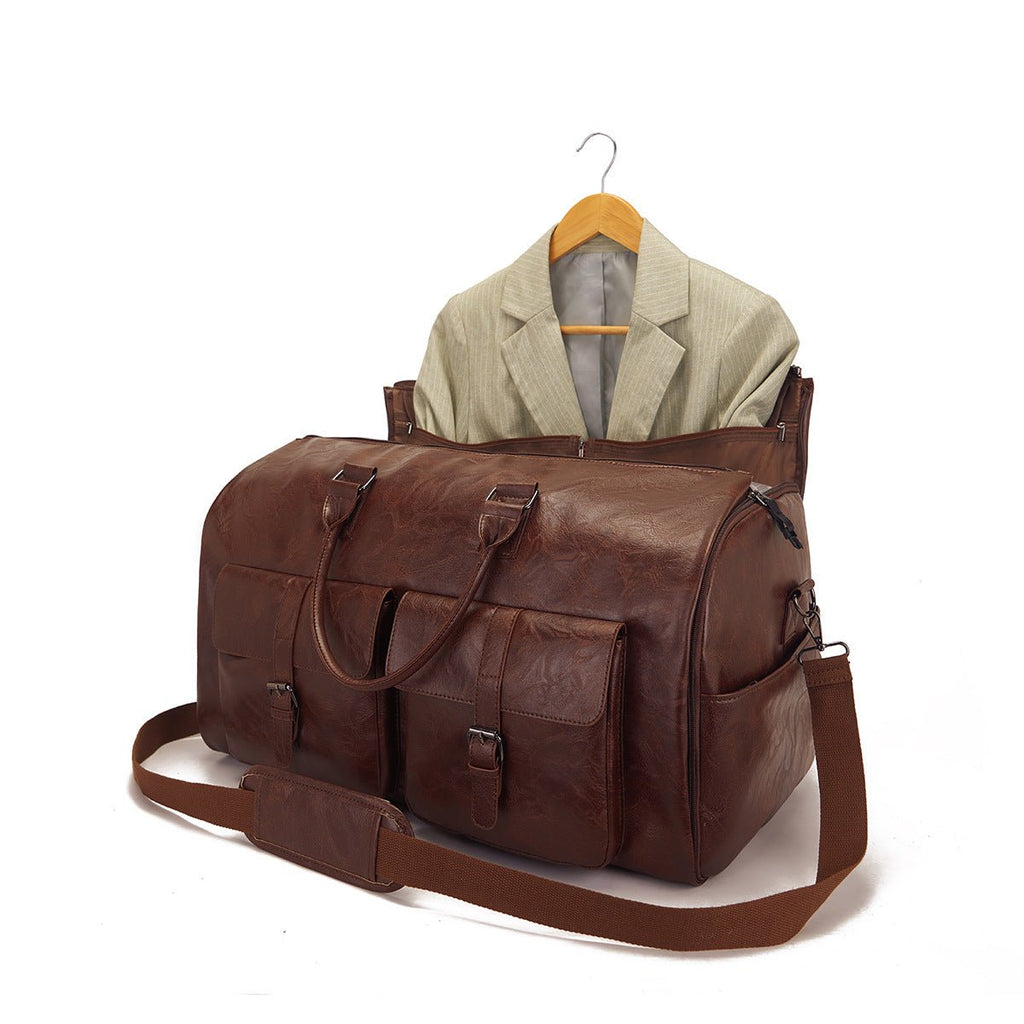 Travel Convenient Portable Garment Bag PU Leather Luggage Bag - IVOIRART.COM